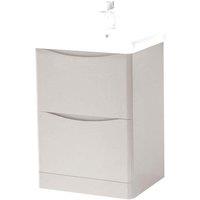 Clifton CashmereBathroom Standing 2-Drawer Unit with Basin 60cm Wide in Pale Grey