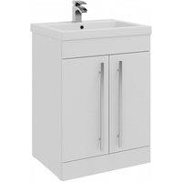 Clifton White Bathroom 2 Door Standing Unit with Ceramic Basin 60cm Wide