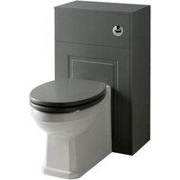 Clifton Matt Grey Back to Wall Toilet with Soft Close Seat & Unit 50cm Wide in Charcoal