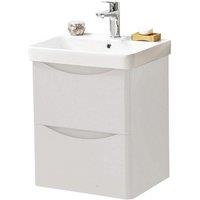 Clifton CashmereBathroom Wall Mounted 2-Drawer Unit with Basin 500mm Wide in Pale Grey