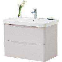 Clifton Cashmere Bathroom Wall Mounted 2-Drawer Unit with Basin 80cm Wide in Pale Grey