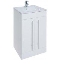 Clifton White 2-Door Standing Bathroom Unit with Ceramic Basin 500mm Wide