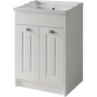 Clifton White Bathroom Standing 2 Door Unit & Ceramic Basin 60cm