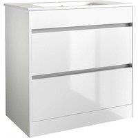 Clifton White Bathroom 2-Drawer Standing Unit with Basin 80cm Wide