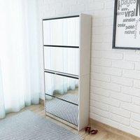 Berkfield Home Shoe Cabinet 4-Layer Mirror White 63x17x134 cm | Size: 63 x 17 x 134 cm