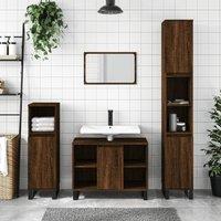 Berkfield Home Bathroom Cabinet Brown Oak 80x33x60 cm Engineered Wood | Size: 80 x 33 x 60 cm