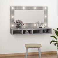 Berkfield Home Mirror Cabinet with LED Grey Sonoma 90x31.5x62 cm
