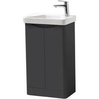 Clifton Matt Graphite Standing 2 Door Tall Unit & Ceramic Basin 50cm Wide in Dark Grey