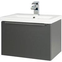 Clifton Matt Dark Grey Bathroom Brassware Wall Mounted Unit & Basin 500mm
