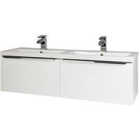 Clifton Gloss White 1200mm Wall Hung Drawer Unit & Twin Ceramic Basin