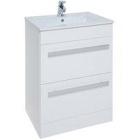 Clifton White Bathroom 2 Drawer Standing Unit with Basin 60cm Wide