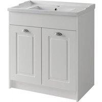 Clifton White Bathroom Standing 2 Door Unit & Ceramic Basin 80cm