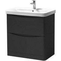 Clifton Matt Graphite Bathroom Standing 2-Drawer Unit with Basin 80cm Wide in Dark Grey