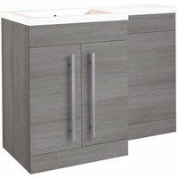 Clifton Silver OakLeft Hand 2 Door Combo Unit with L Shape Basin 1.1m Wide in Light Grey