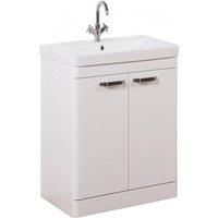 Clifton White Gloss 2 Door Standing Unit with White Basin 60cm Wide