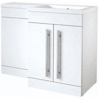 Clifton WhiteRight Hand 2 Door Combo Unit with L Shape Basin 1.1m Wide in White