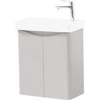 Clifton Cashmere Wall Hung 2 Door Cloakroom Unit & Ceramic Basin 50cm Wide in Pale Grey