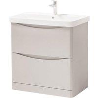 Clifton CashmereBathroom Standing 2-Drawer Unit with Basin 80cm Wide in Pale Grey