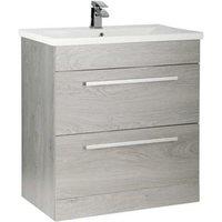 Clifton Silver Oak 2 Drawer Standing Unit with Ceramic Basin 80cm Wide in Light Grey