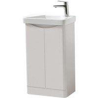 Clifton Cashmere Standing 2 Door Cloakroom Unit & Ceramic Basin 50cm Wide in Pale Grey