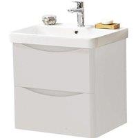 Clifton Cashmere Bathroom Wall Mounted 2-Drawer Unit with Basin 60cm Wide in Pale Grey