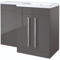 Clifton Grey Gloss Right Hand 2 Door Combo Unit with L Shape Basin 1.1m Wide