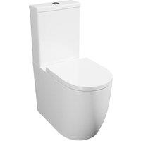 Clifton Premium OPEN BACK ROUND COMFORT HEIGHT Rimless Pan Toilet Set in White