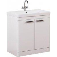 Clifton White Gloss2 Door Standing Unit with White Basin 80cm Wide
