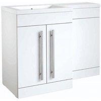 Clifton WhiteLeft Hand 2 Door Combo Unit with L Shape Basin 1.1m Wide in White