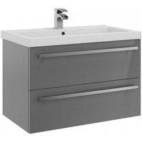 Clifton Grey Gloss2 Drawer Hung Unit with Ceramic Basin 80cm Wide
