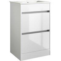 Clifton White Bathroom 2-Drawer Standing Unit with Basin 500mm Wide