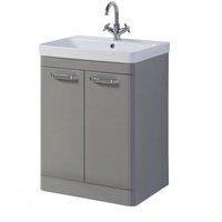 Clifton Basalt Grey 2 Door Standing Unit with White Basin 500mm Wide