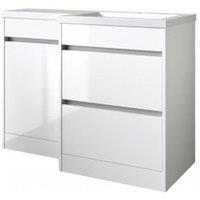 Clifton White Right Hand 2 Drawer Combo Unit with L Shape Basin 1.1m Wide