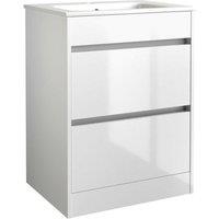 Clifton White Bathroom 2-Drawer Standing Unit with Basin 60cm Wide