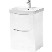 Clifton Gloss White Bathroom Standing 2-Drawer Unit with Basin 60cm Wide