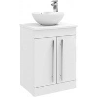 Clifton White Bathroom 2-Door Standing Unit with Counter Top Basin60cm Wide