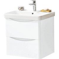 Clifton Gloss White Bathroom Wall Mounted 2-Drawer Unit with Basin 60cm Wide