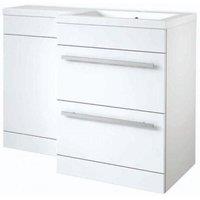 Clifton White Right Hand 2 Drawer Combo Unit with L Shape Basin 1.1m Wide