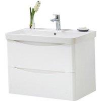 Clifton Gloss White Bathroom Standing 2-Drawer Unit with Basin 80cm Wide