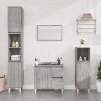 Berkfield Home Bathroom Cabinet Grey Sonoma 30x30x100 cm Engineered Wood | Size: 30 x 30 x 100 cm