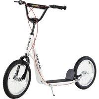HOMCOM Teen Kids Stunt Scooter Kick Scooter Adjustable Ride On 16 Inch Rubber Tyres in White