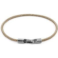 ANCHOR & CREW Men's Talbot Silver & Rope Bracelet in Light Brown | Size: 23 cm