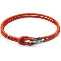 ANCHOR & CREW Women's Orla Silver & Nappa Leather Bracelet in Red | Size: 21 cm