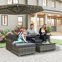 OUTSUNNY 5 Pieces Rattan Sofa Set Wicker Sectional Cushion Patio in Grey