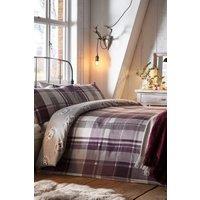 Dreams & Drapes 'Colville Check' 100% Brushed Cotton Duvet Cover Set in Plum | Size: Super King