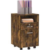 VINSETTO Mobile File Cabinet Lockable Documents Storage Unit w/ Five Wheels in Dark Brown