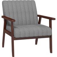 HOMCOM Fabric Accent Chair Modern Armchair with Channel Tufting in Grey