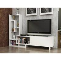 Decorotika Pegai Black & Brown TV Stand TV Unit for TVs up to 50 inch in White