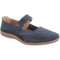 Boulevard Women's Wide Fitting Touch Fastening Perforated Bar Shoes in Navy | Size: 5