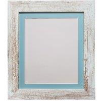 Frames & Mirrors 4U Metro Distressed White Frame with Blue Mount for Image Size 16 x 12 Inch
